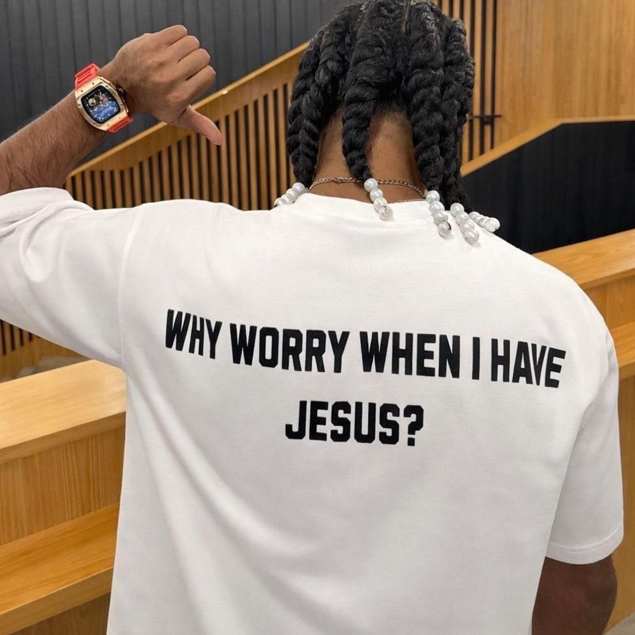 WHY WORRY WHEN I HAVE JESUS? T-SHIRT